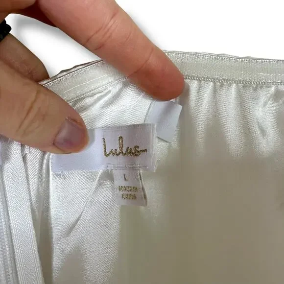 Lulus True Excellence White Bustier Sweetheart Off-The-Shoulder Gown Dress Large - Picture 8 of 10